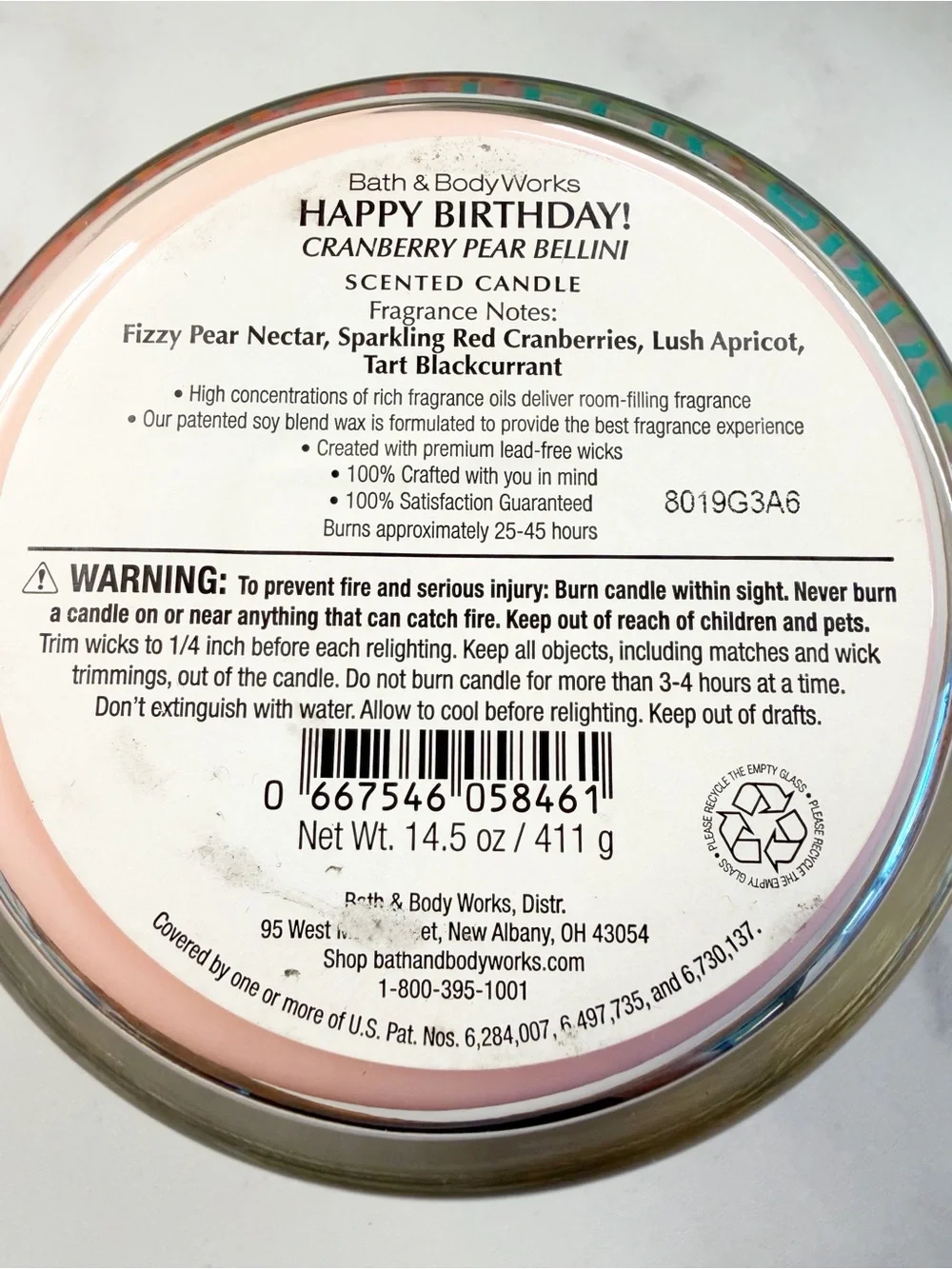 Bath & Body Works Happy Birthday Cranberry Pear Bellini 3-Wick Candle New